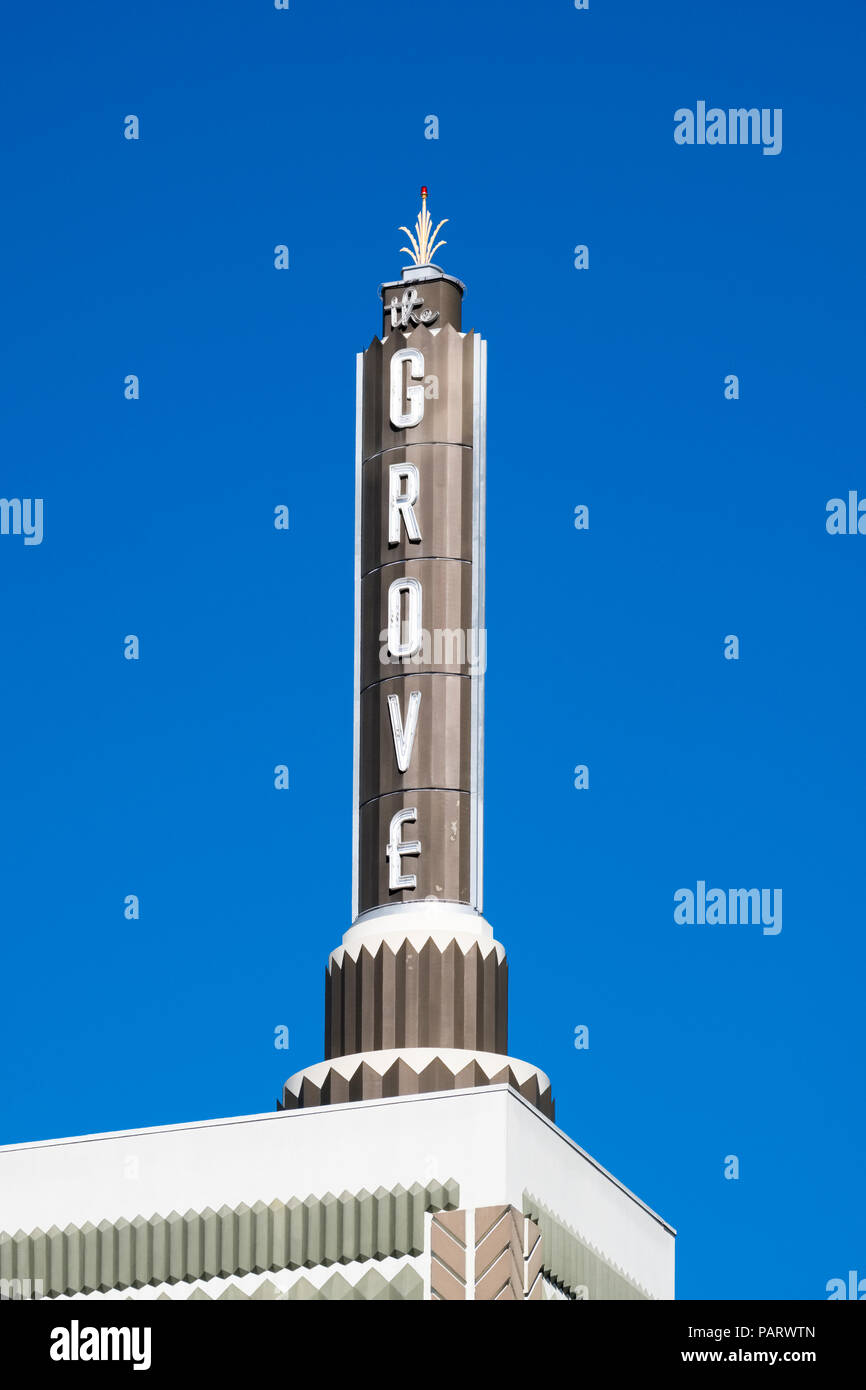 Das Logo der hochwertigen Shopping Mall, die Nut am Bauernmarkt, Los Angeles, Kalifornien, USA Stockfoto