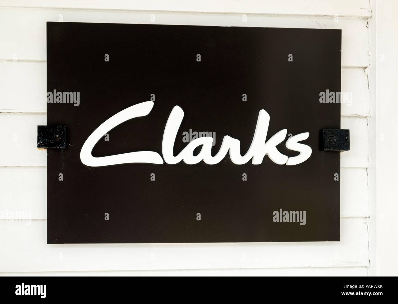 Clarks store logo Zeichen, Großbritannien Stockfoto