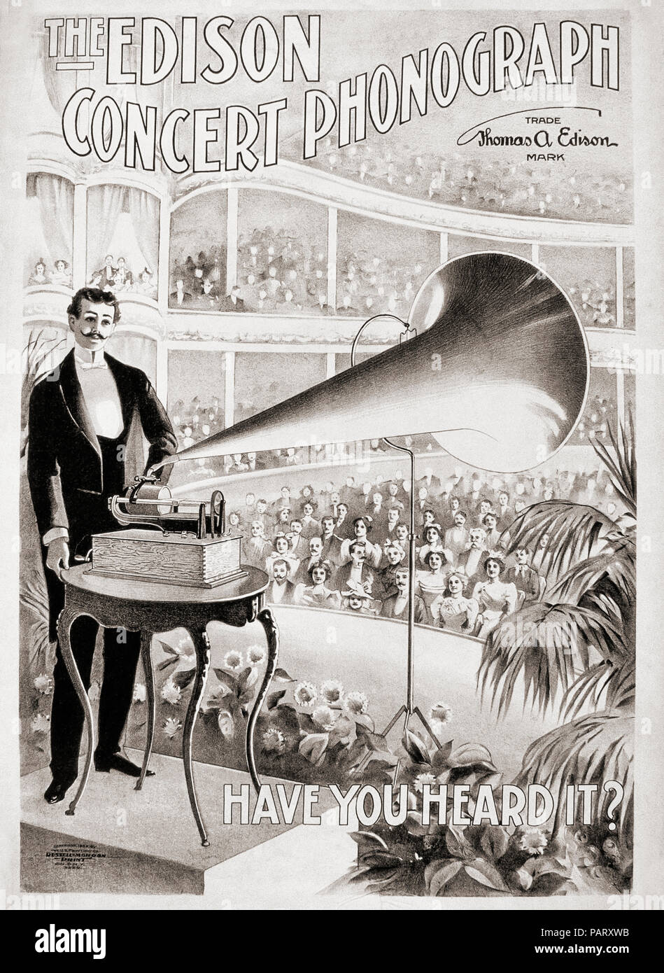Werbung für den Edison Phonograph Konzert von 1899. Stockfoto