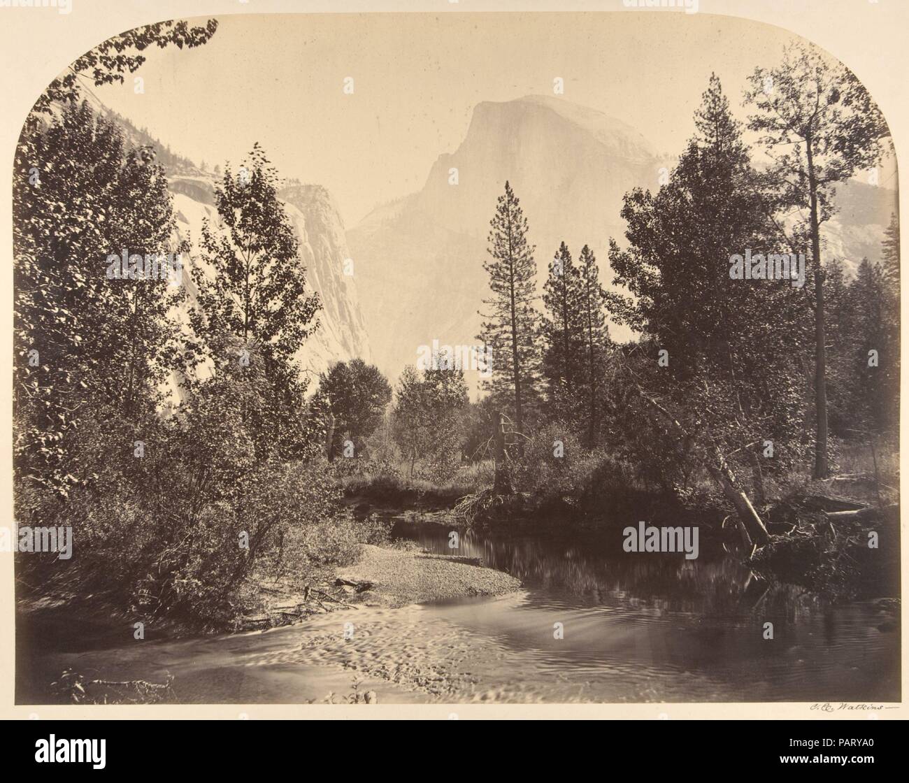 Tasayac, oder der Half Dome, 5878 m. Artist: Carleton E. Watkins (American, 1829-1916). Abmessungen: Bild: 15 13/16 x 20 1/4 in. (40,1 × 51,5 cm) Bild: 21 1/4 x 26 3/8 in. (54×67 cm). Datum: 1861, Yosemite. Museum: Metropolitan Museum of Art, New York, USA. Stockfoto