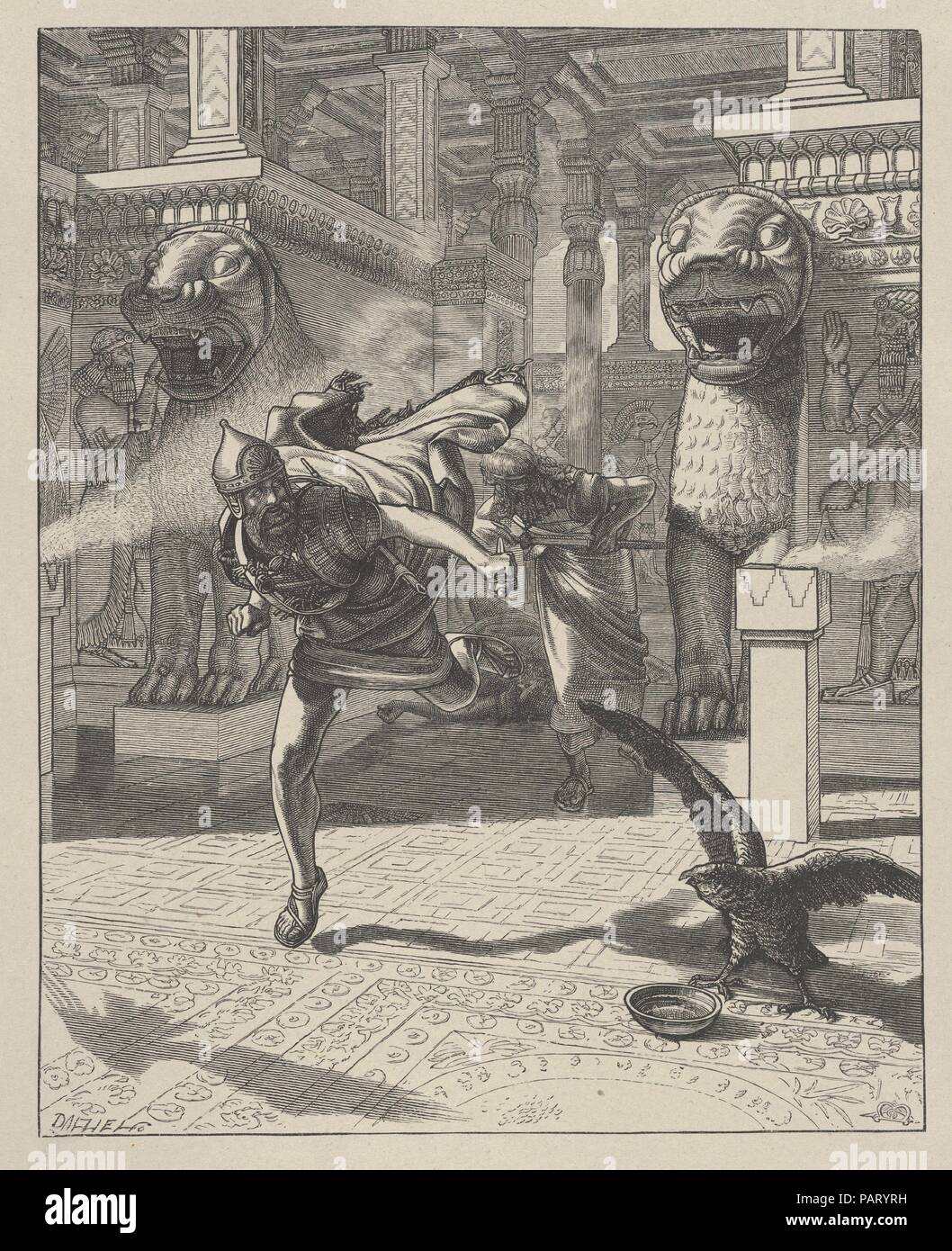 Der Flug von adrammelech (Dalziels "Bibel Galerie). Artist: Arthur Murch (British, 1871-1881) aktiv. Abmessungen: Bild: 8 7/16 x 6 11/16 in. (21,4 × 17 cm) Indien Blatt: 9 11/16 x 7 13/16-in. (24,6 × 19,8 cm) Berg: 16 7/16 in. × 12 15/16 in. (41,8 × 32,8 cm). Engraver: Dalziel Brüder (British, 1839-1893) aktiv. Drucker: Camden Drücken Sie (Briten, London). Verlag: Scribner und Welford (New York, NY). Datum: 1865-81. Museum: Metropolitan Museum of Art, New York, USA. Stockfoto