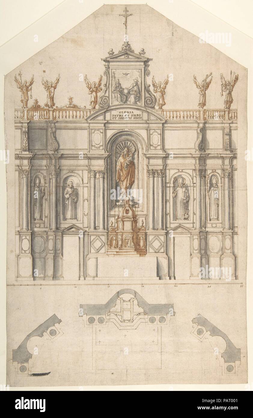 Design für die Elevation und Plan der Retabel. Artist: Anonyme, Italienisch, Nord- und Mittelitalien, aus dem 16. Jahrhundert. Datum: Ca. 1570. Museum: Metropolitan Museum of Art, New York, USA. Stockfoto