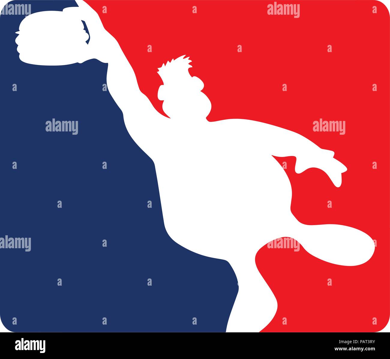 Große Kerl Zuschlagen eines Hamburger Sport Cartoon Vector Illustration Stock Vektor