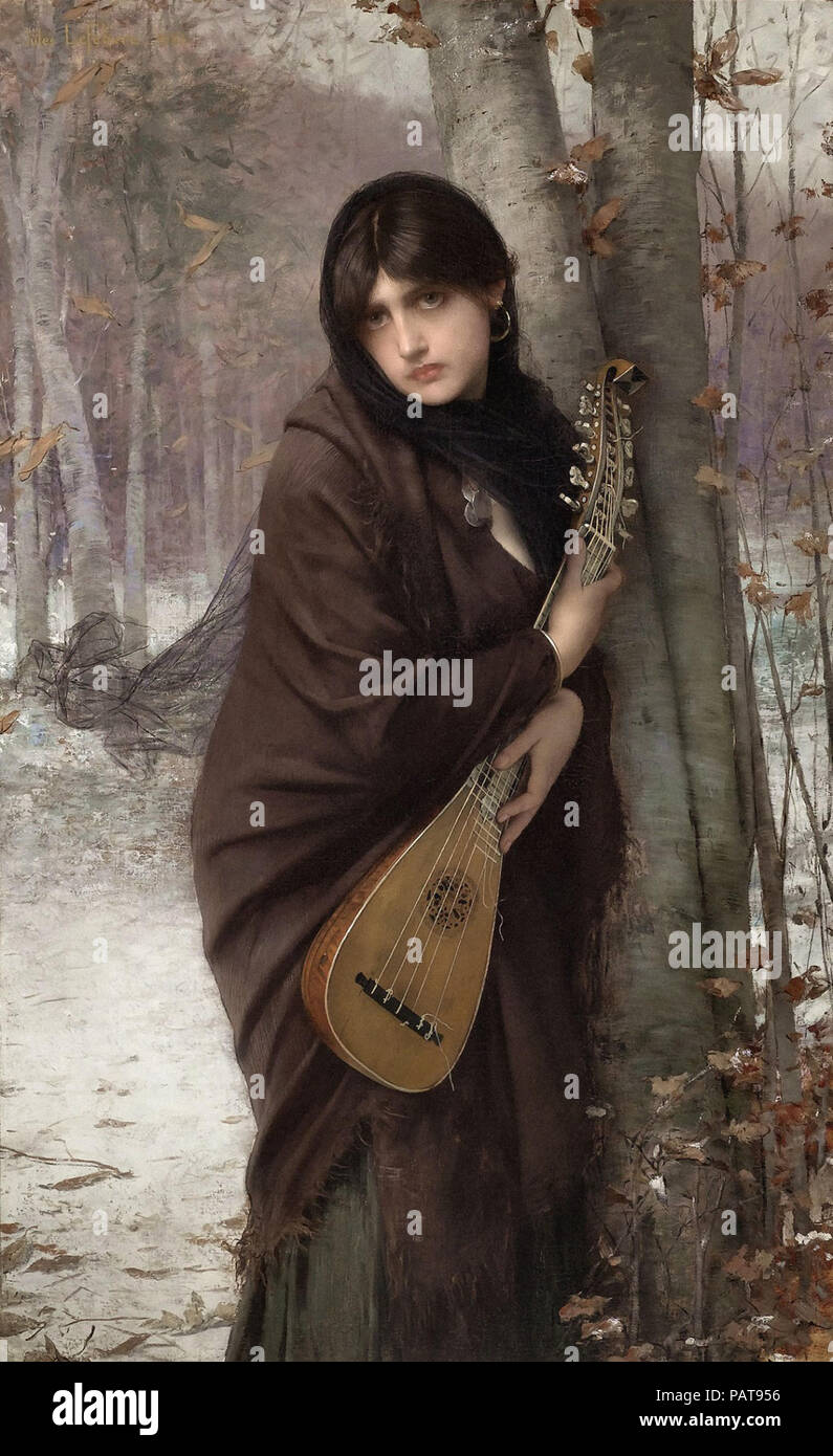 Lefebvre Jules Joseph - Mädchen mit einer Mandoline 1 Stockfoto