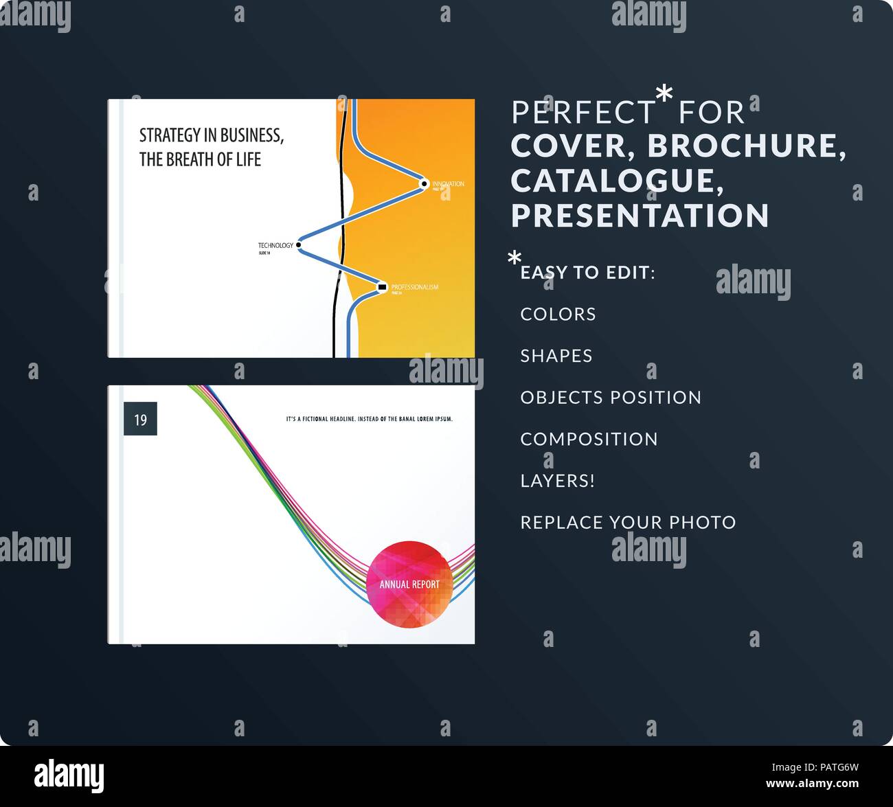 Soft design Präsentation Vorlage mit bunten Kurven und Linien. Abstract vector Moderne horizontale Banner Stock Vektor