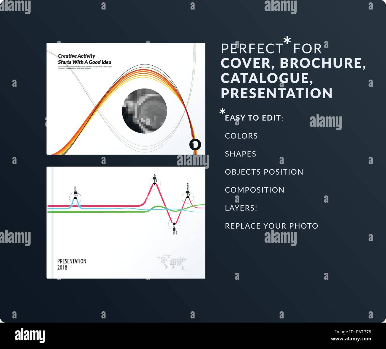 Soft design Präsentation Vorlage mit bunten Kurven und Linien. Abstract vector Moderne horizontale Banner Stock Vektor