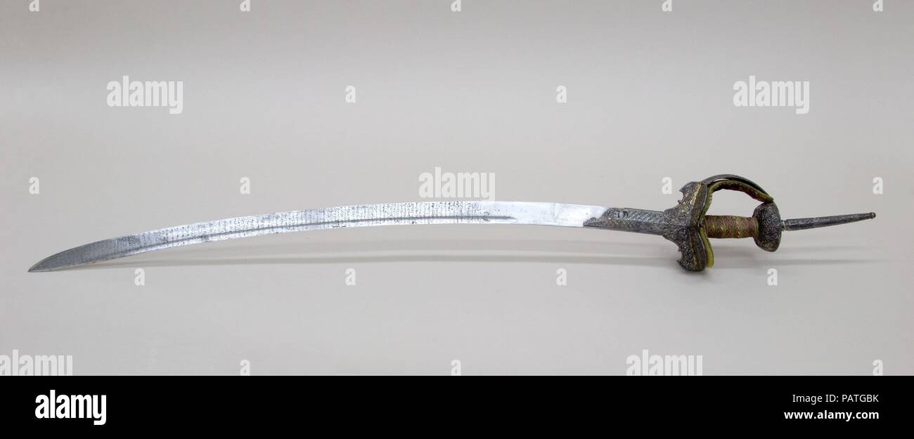 Schwert (Firangi). Kultur: hilt, Indische; Blade, Europäische. Abmessungen: H.42. (106,7 cm); W. 5. (12,7 cm); Wt. 2 lb. 14 oz. (1304.1 g). Datum: 19. Museum: Metropolitan Museum of Art, New York, USA. Stockfoto