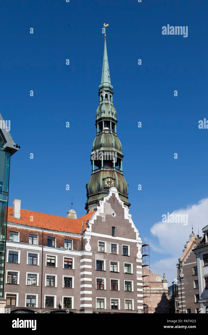 Zentral Riga Square, St. Peter Kathedrale, Lettland Stockfoto