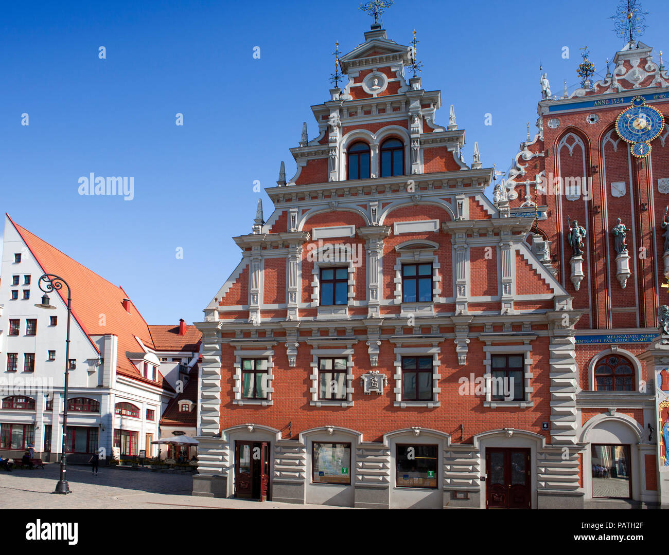 Zentral Riga Platz mit Schwarzhäupterhaus, Lettland Stockfoto