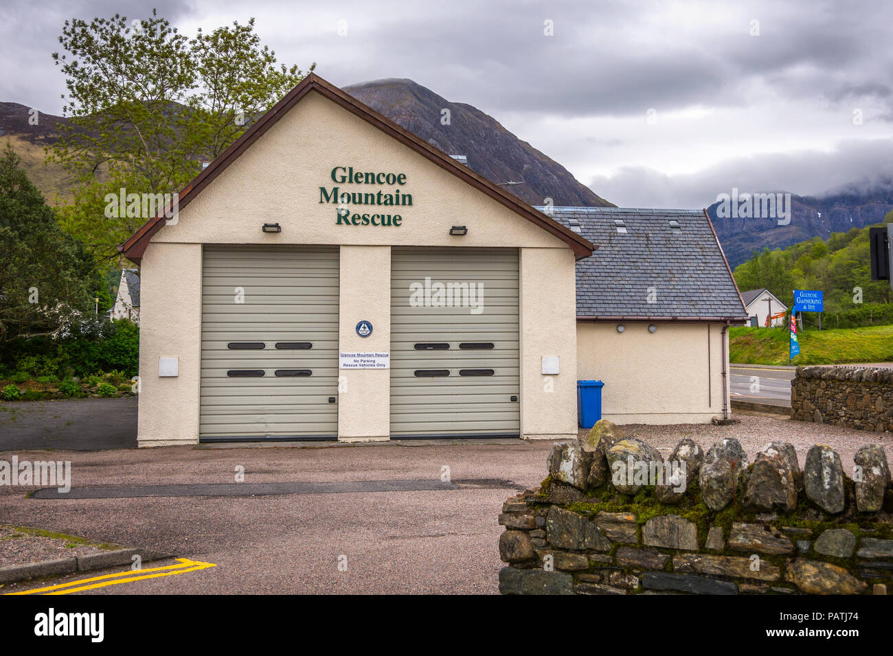 Glencoe Mountain Rescue Team Hütte, Glencoe, Argyll. Freiwillige Suche und Rettung Notfall Service seit 1961. Stockfoto