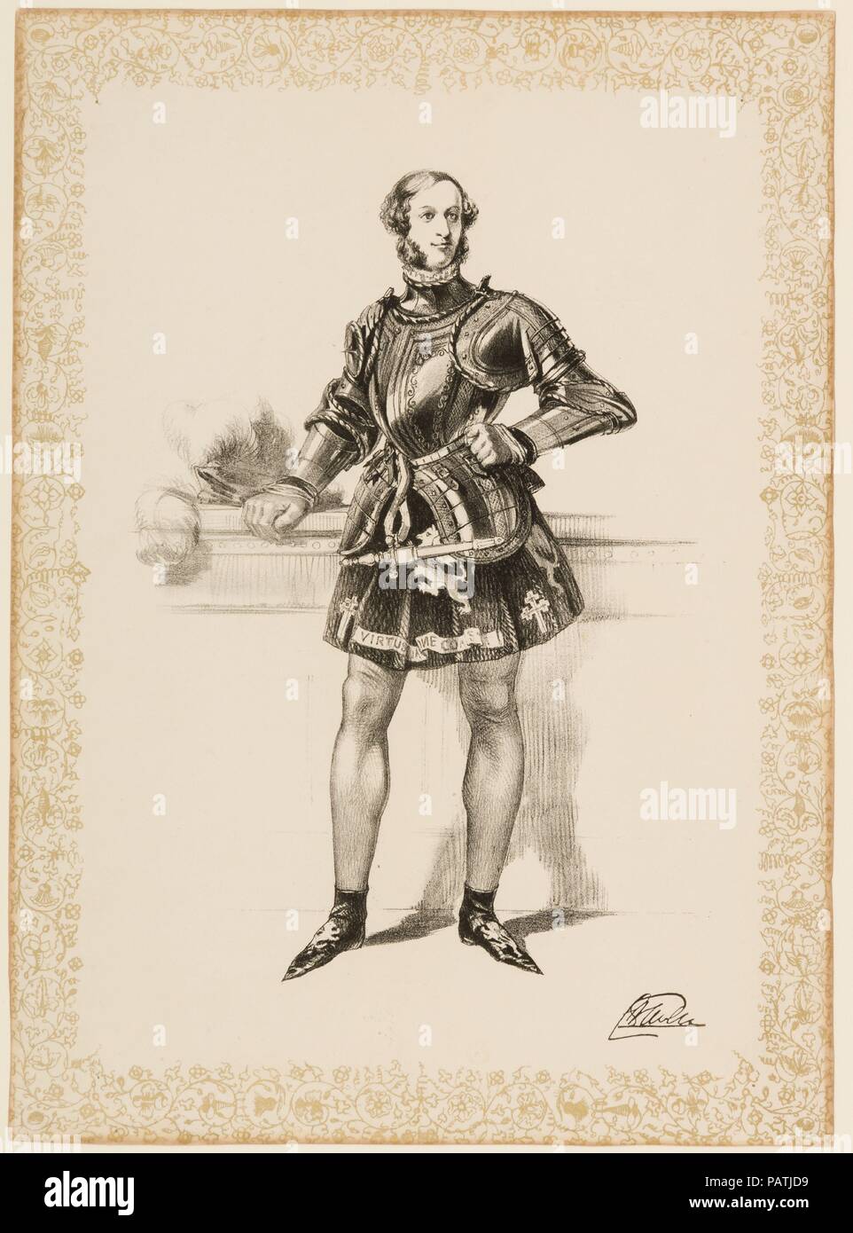 Drucken von William 2. Earl von Craven in Tracht getragen an Eglinton Turnier 1839. Kultur: Britische. Abmessungen: 13 x 9 3/4 in. (33 x 24,7 cm). Datum: Ca. 1839. Museum: Metropolitan Museum of Art, New York, USA. Stockfoto