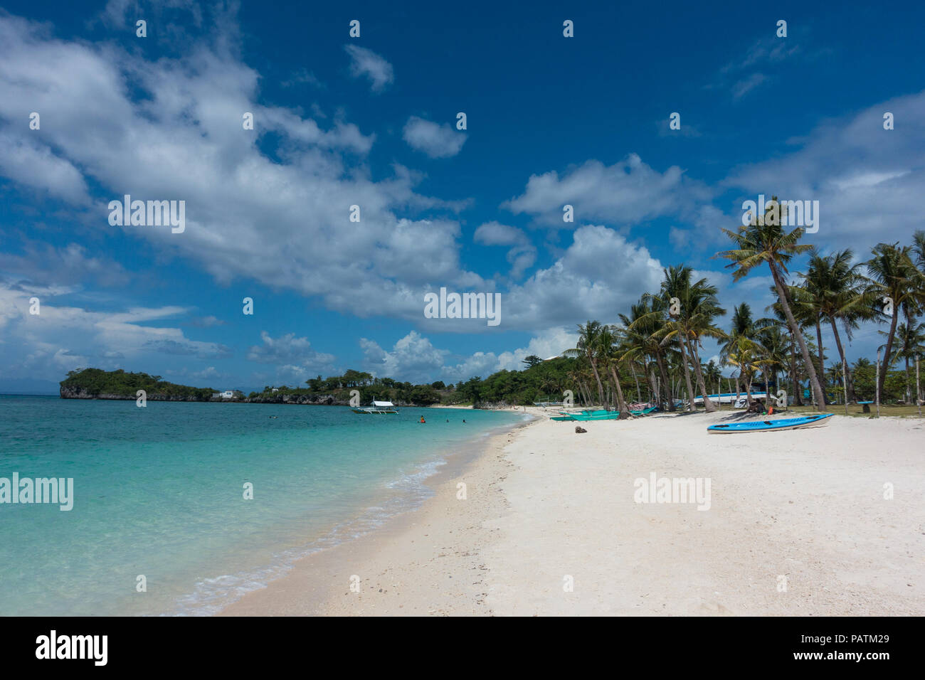 Perfekte Paradise Beach bekannt als Langob, auf der Nordseite der Insel Malapascua in Cebu, Philippinen Stockfoto