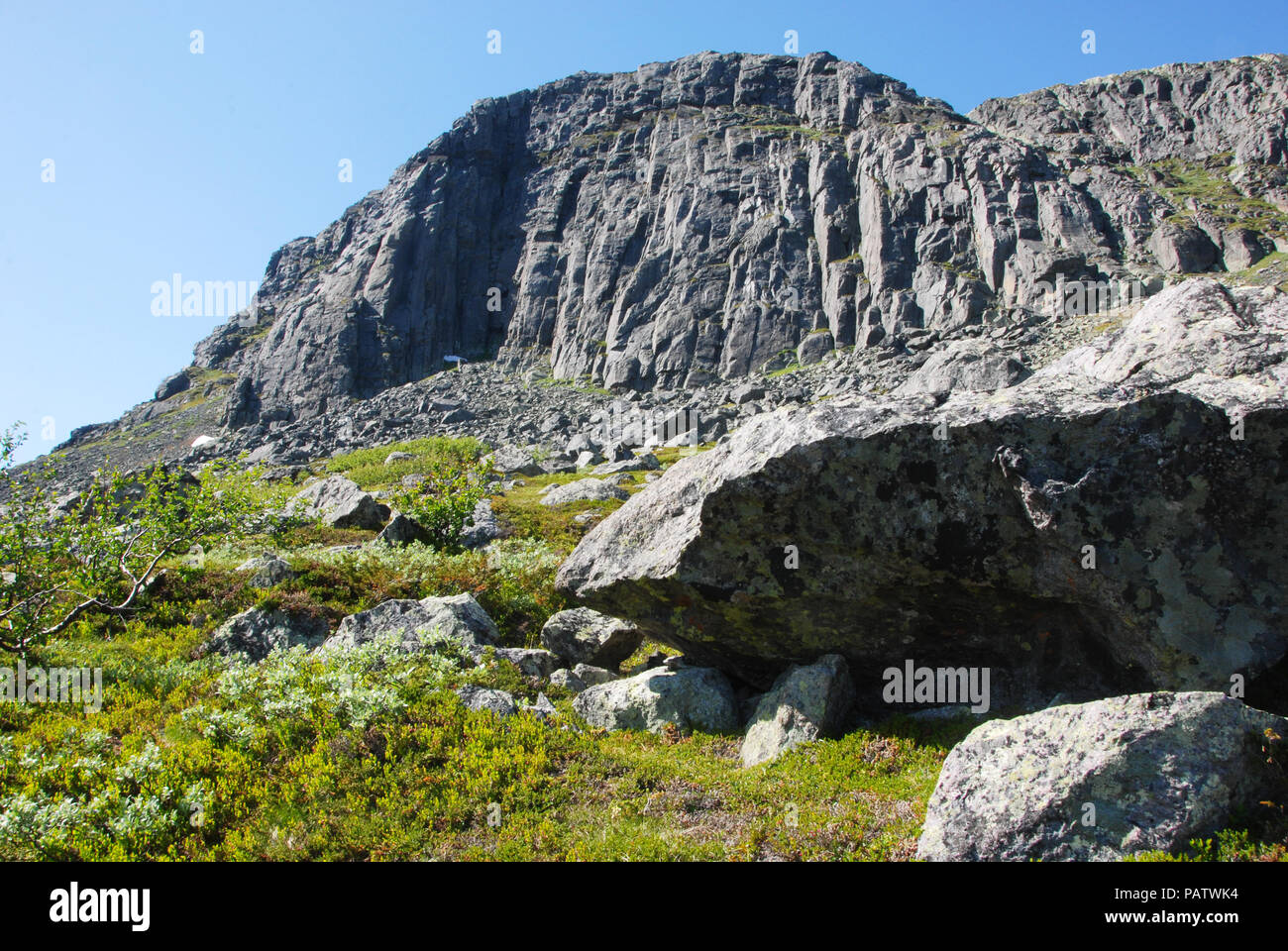 Sarek Nationalpark - Mount Tjakkeli. Jokkmokk, Norrbotten, Schweden Stockfoto