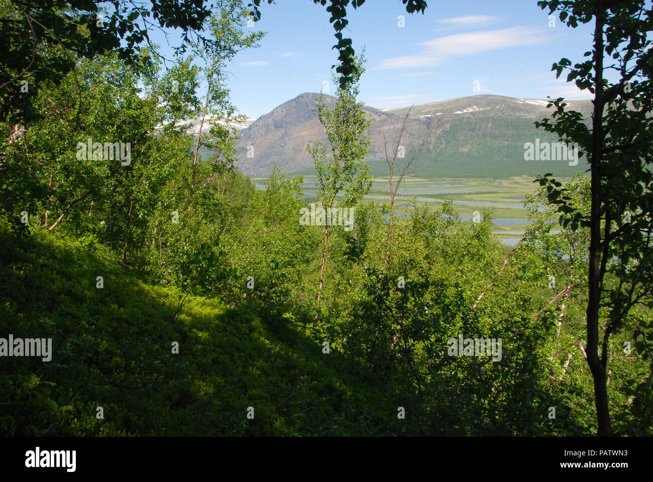 Rapaätno Skierfe und Delta. Jokkmokk, Norrbotten, Schweden Stockfoto