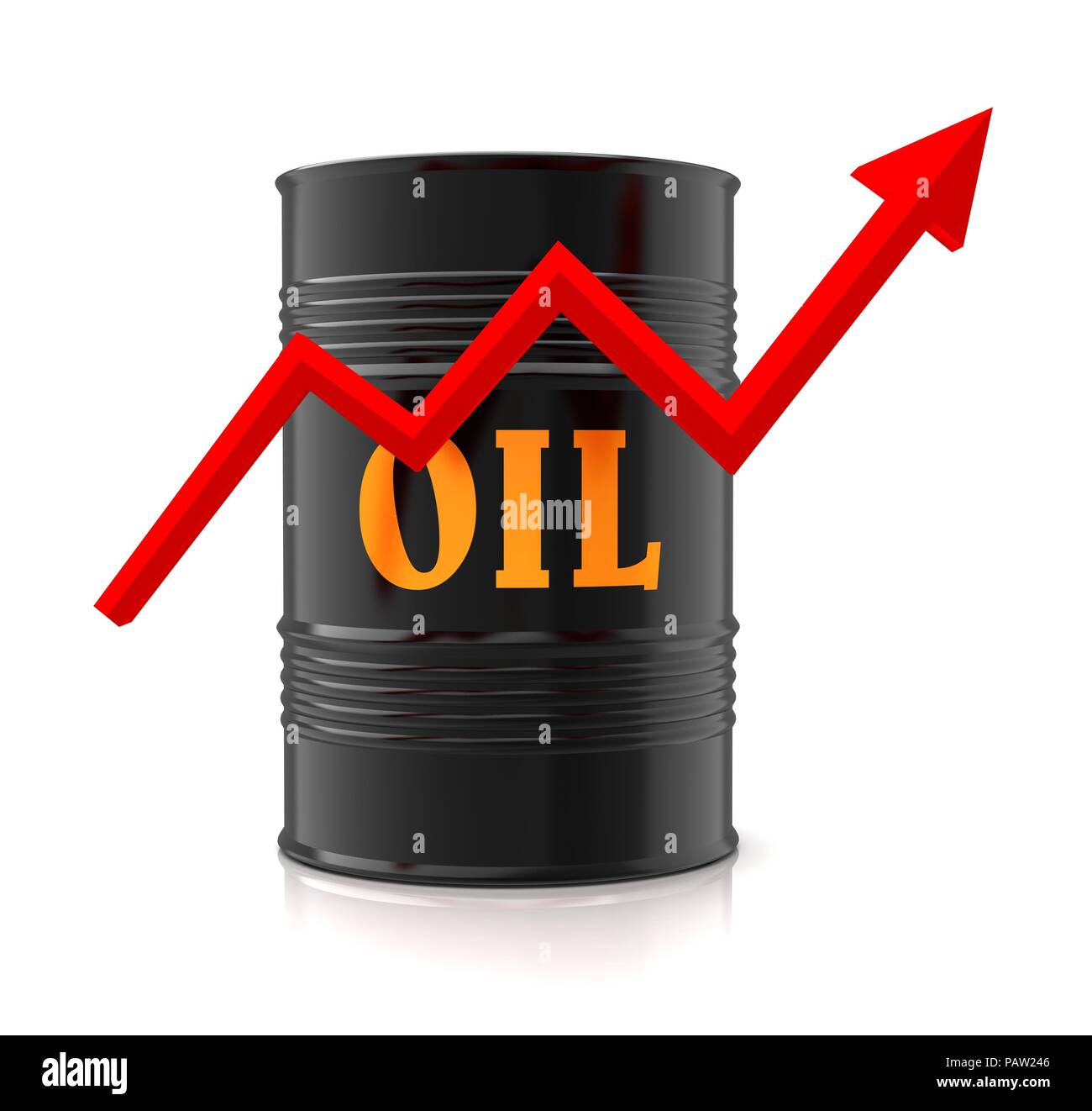 Barrel Erdöl und aufwärts Grafik 3d illustration Stockfoto
