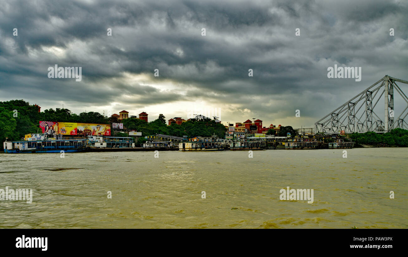 Kolkata Skyline Howrah Stockfoto