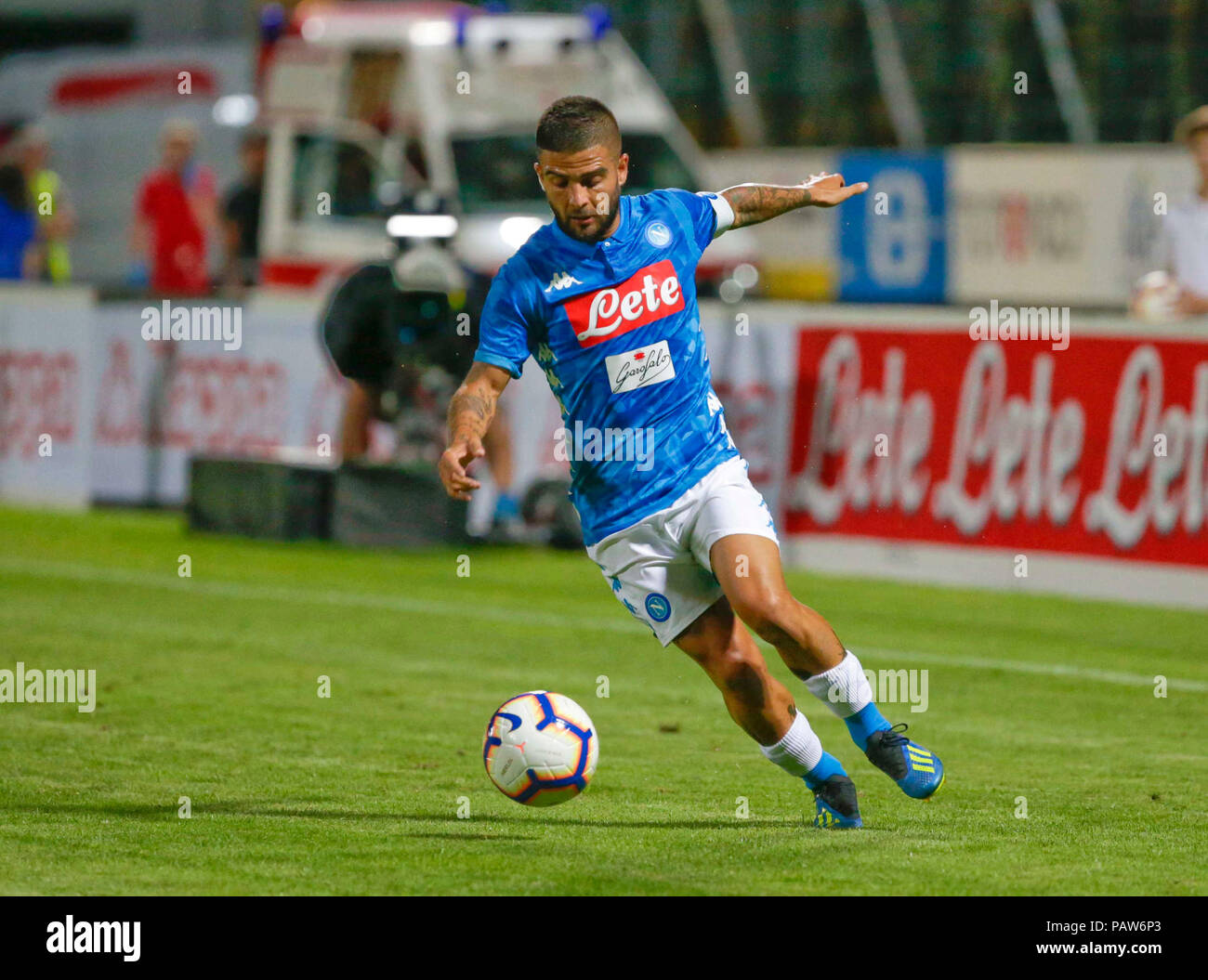 Lorenzo Insigne während einer preaseason Freundschaftsspiel zwischen SSC Neapel - Carpi FC am Stadio Briamasco Trento Italien vom 22. Juli 2018 Stockfoto