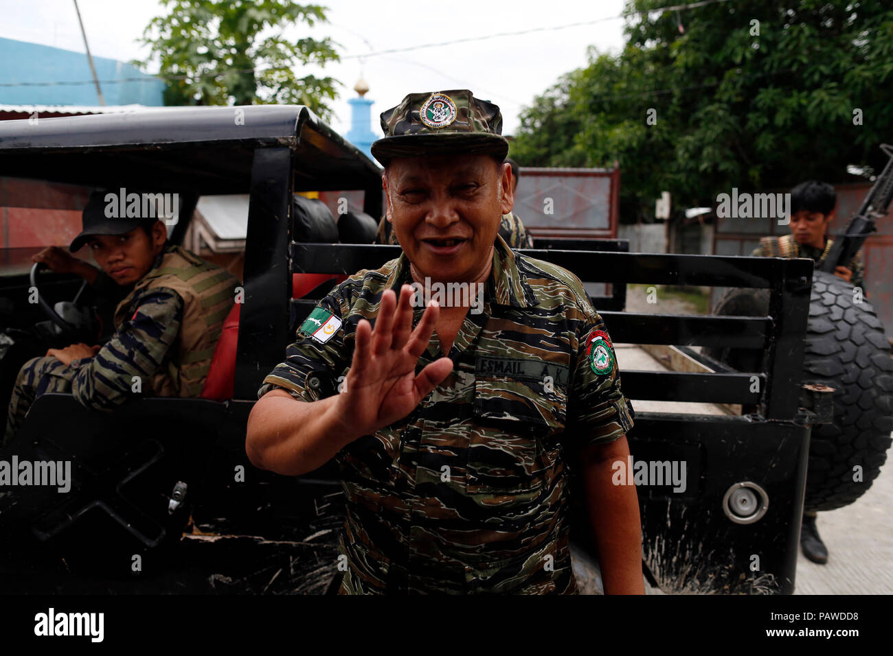 Maguindanao, Philippinen, 25. Juli 2018. Muslime Rebellen in deren Camp gesehen, 25. Juli 2018 in Datu Saudi Ampatuan Stadt in Maguindanao im Süden der Philippinen. Die Philippinen die größte muslimische Rebellengruppe leader ausgedrückt das Abkommen, von dem angenommen wird, dass der Präsident anschließend das einschlägige Gesetz Rodrigo Duterte unterzeichnet werden jederzeit wird zu einem Rückgang der ausländischen Kämpfer mit Islamischer Staat im Irak und Syrien in den unruhigen Süden führen. Credit: jeoffrey Maitem/Alamy leben Nachrichten Stockfoto