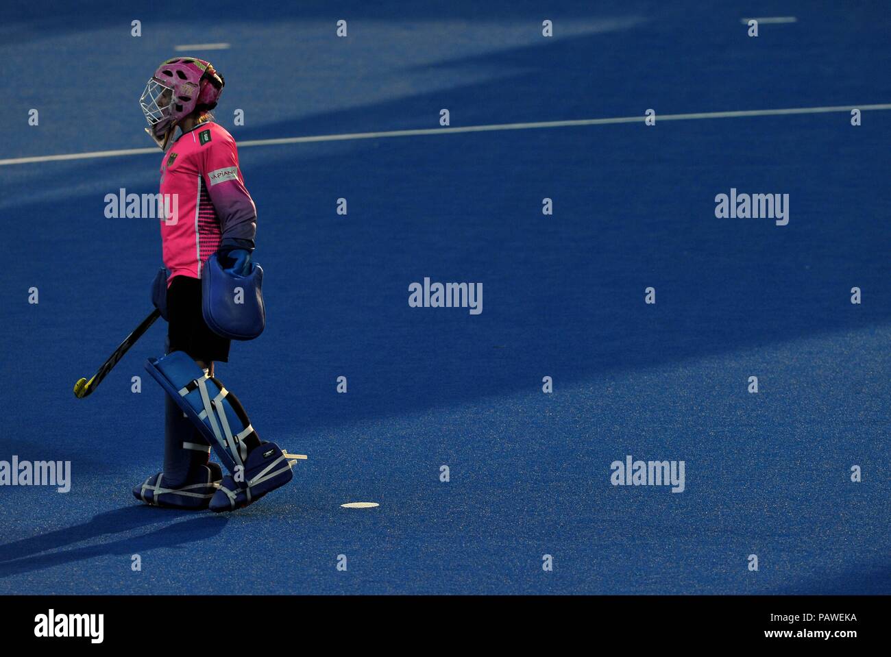 Julia Ciupka (GER, Torhüter). Deutschland gegen Argentinien. Match 11. Pool C. Hockey der Frauen-WM 2018. Lee Valley Hockey Centre. Queen Elizabeth Olympic Park. Stratford. London. UK. 25.07.2018. Stockfoto