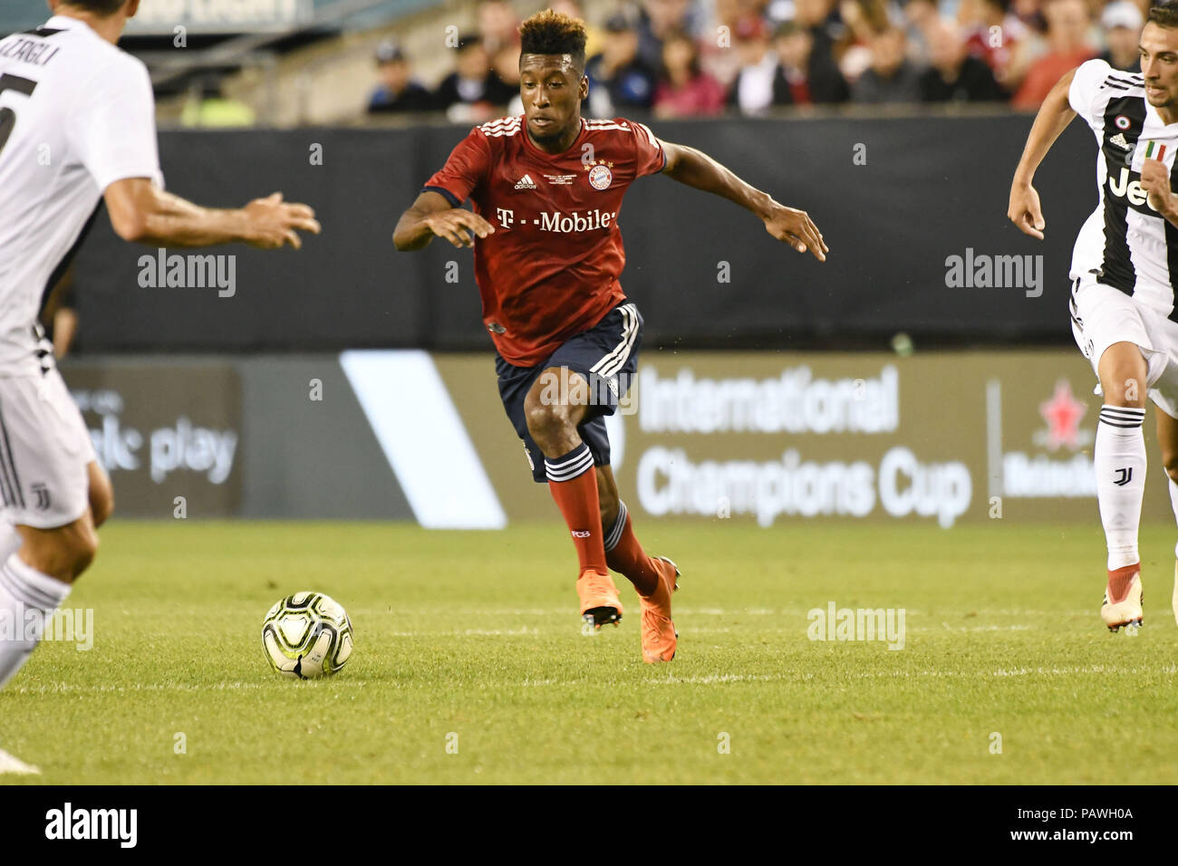 Philadelphia, Pennsylvania, USA. 25. Juli, 2018. KINGSLEY COMAN (29), FC Bayern München, in Aktion in Übereinstimmung mit Juventus am Lincoln Financial Field in Philadelphia PA Credit: Ricky Fitchett/ZUMA Draht/Alamy leben Nachrichten Stockfoto