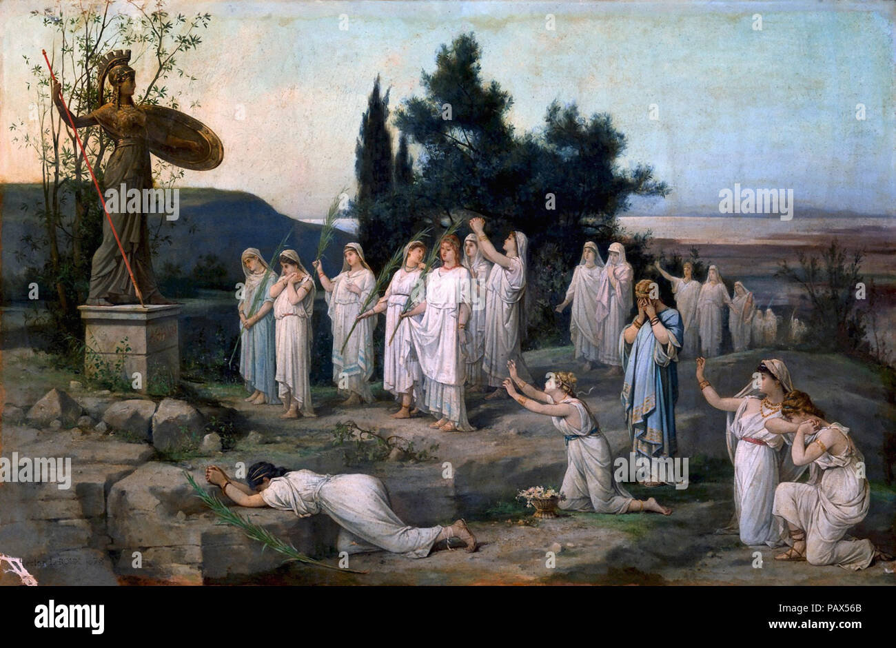Leroux Louis Hector - Anbetung der Göttin Pallas Athene Stockfoto