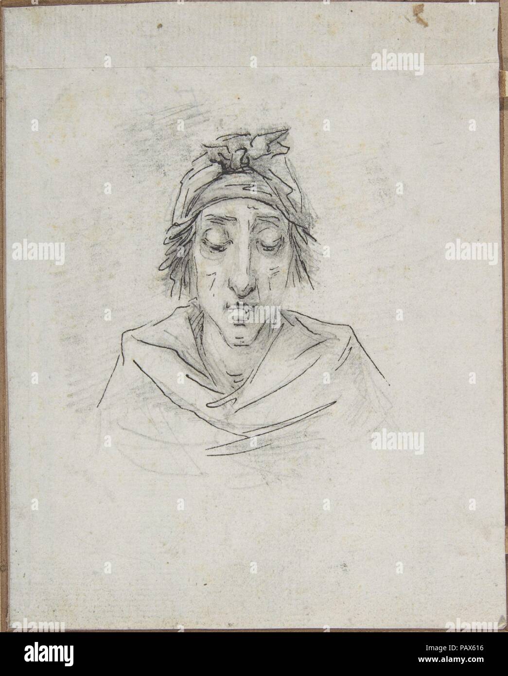 Karikatur von Georges-Auguste Couthon (genannt Aristide, 1756-1794), Präsident des Konvents im Jahre 1793, auf dem Weg zur GUILLOTINE am 28. Juli 1794 (10 Thermidor, II). Artist: Baron Dominique Vivant Denon (Französisch, Givry 1747-1825 Paris). Abmessungen: 5 3/16 x 4 1/16-in. (13,1 x 10,3 cm) Einschließlich hinzugefügt Streifen 1/2 in. nach oben.. Datum: Ca. 1794. Museum: Metropolitan Museum of Art, New York, USA. Stockfoto