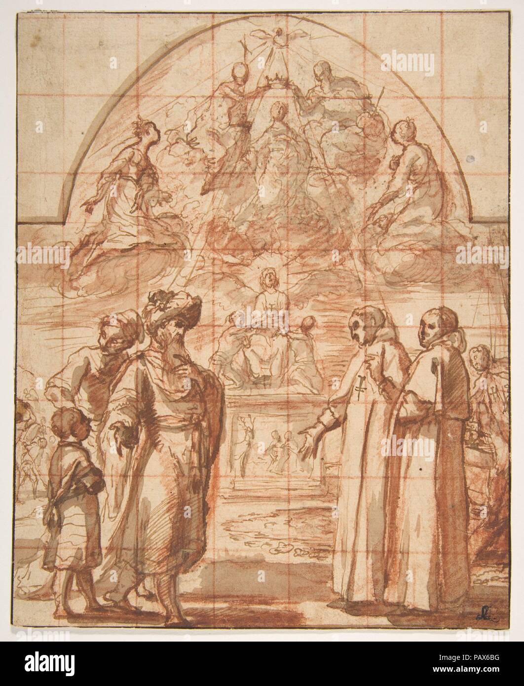 Allegorie des trinitarischen Bestellen. Artist: Alessandro Tiarini (Italienisch, Bologna Bologna 1577-1668). Abmessungen: 8 1/8 x 6 9/16 in. (20,6 x 16,6 cm). Datum: 1577-1668. Museum: Metropolitan Museum of Art, New York, USA. Stockfoto