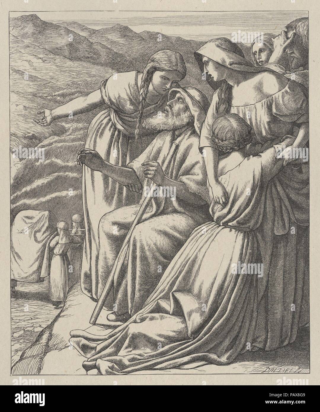Die Passage von Jordanien (Dalziels "Bibel Galerie). Artist: Nach Friedrich Richard Pickersgill (Briten, London 1820-1900 Yarmouth, Isle of Wight). Abmessungen: Bild: 8 7/16 x 6 15/16 in. (21,4 × 17,7 cm) Indien: 10 1/2 x 8 15/16 in. (26,7 × 22,7 cm) Berg: 16 7/16 in. × 12 15/16 in. (41,8 × 32,8 cm). Engraver: Dalziel Brüder (British, 1839-1893) aktiv. Drucker: Camden Drücken Sie (Briten, London). Verlag: Scribner und Welford (New York, NY). Datum: 1865-81. Museum: Metropolitan Museum of Art, New York, USA. Stockfoto