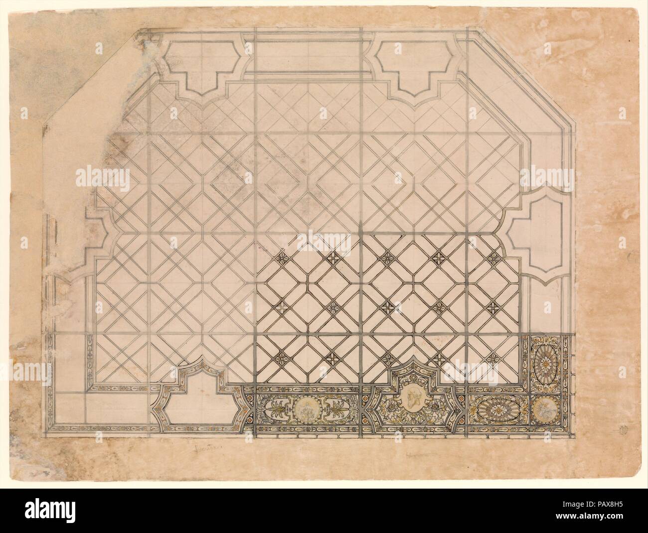 Design für die Verbreitung von Licht. Künstler: Louis Comfort Tiffany (American, New York 1848-1933 New York). Kultur: American. Abmessungen: Insgesamt: 14 5/8 x 19 1/2 in. (37,1 x 49,5 cm) Design: 12 11/16 x 16 1/2 in. (32,2 x 41,9 cm). Teekocher: Tiffany Studios (1902-32). Datum: Ende des 19. Anfang des 20. Jahrhunderts. Museum: Metropolitan Museum of Art, New York, USA. Stockfoto