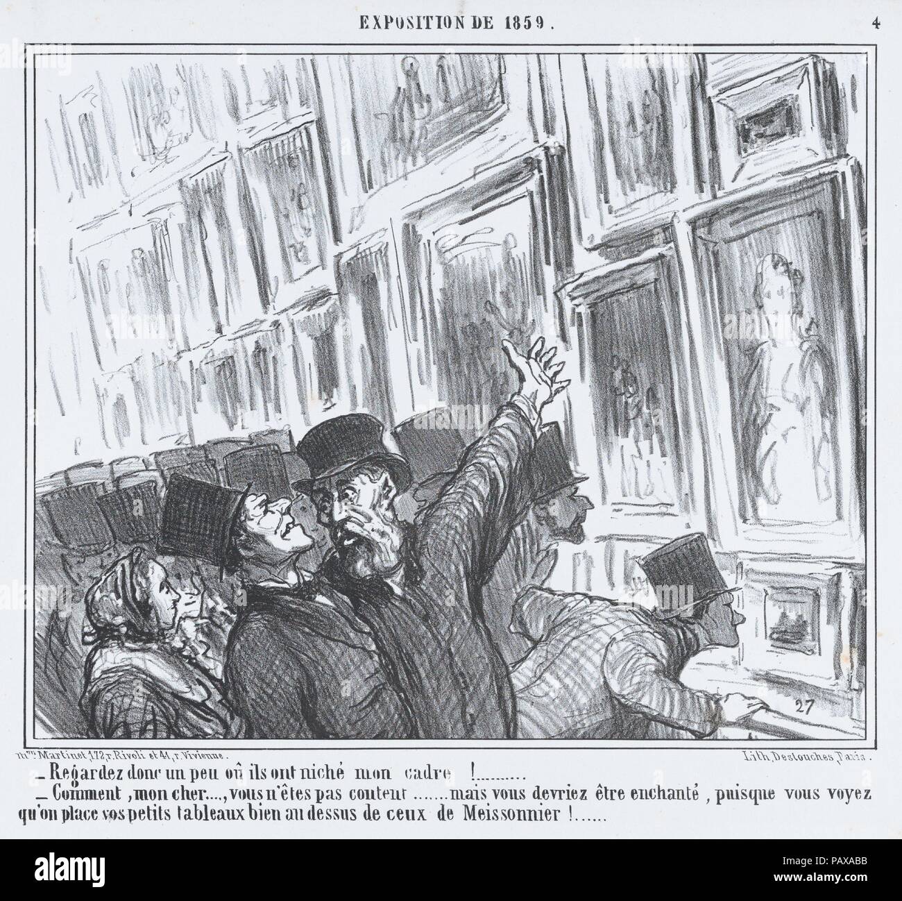 Regardez donc un peu oû ils ont niché mon Kader!... von L'Exposition de 1859, in Le Charivari, 20. April 1859 veröffentlicht. Artist: Honoré Daumier (Französisch, Marseille 1808-1879 Valmondois). Maße: Blatt: 10 7/8 x 14 1/8 in. (27,6 × 35,8 cm) Bild: 8 1/2 x 10 3/8 in. (21,6 × 26,3 cm). Drucker: destouches (Paris). Herausgeber: Aaron Martinet (Französisch, 1762-1841). Serie/Portfolio: L'Exposition de 1859. Datum: April 20, 1859. Museum: Metropolitan Museum of Art, New York, USA. Stockfoto