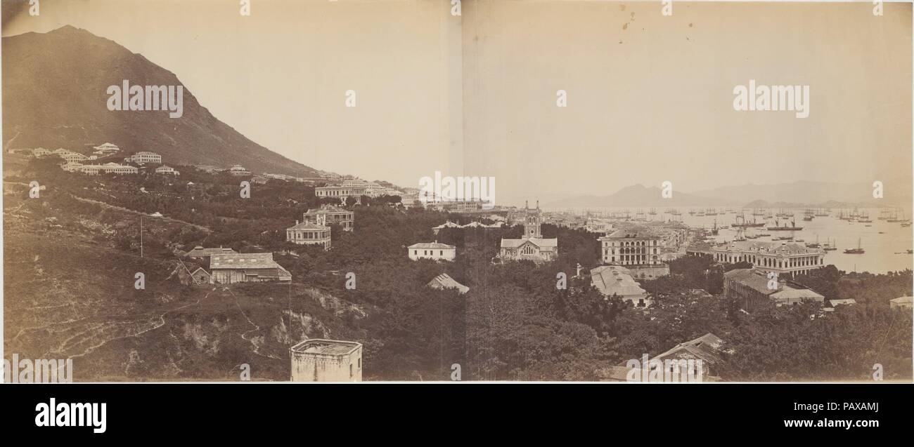 [Panorama von Hong Kong]. Artist: zugeschrieben, John Thomson (Britisch, Edinburgh, Schottland 1837-1921 London). Abmessungen: Bild (a): 10 5/8 x 8 13/16 in. (27 × 22,4 cm) Bild (b): 10 1/2 x 8 13/16 in. (26,6 × 22,4 cm). Datum: Ca. 1869. Museum: Metropolitan Museum of Art, New York, USA. Stockfoto