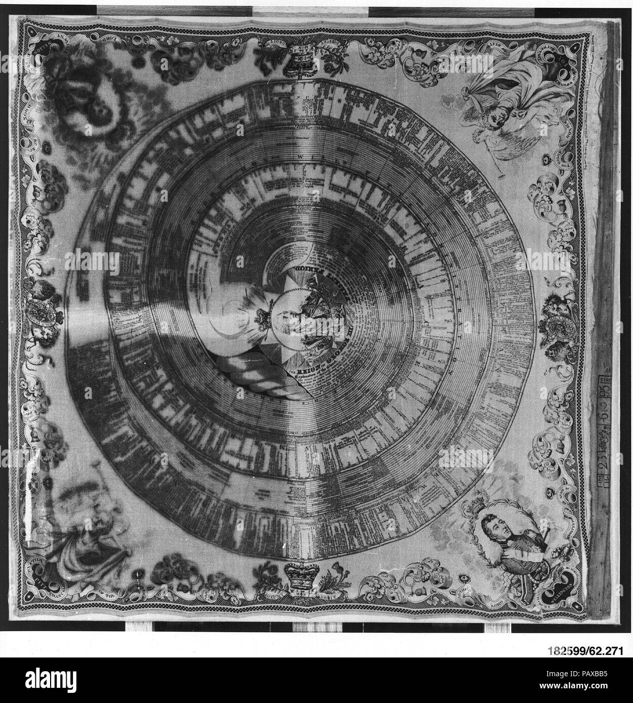 Veranstaltung Taschentuch. Kultur: Britische, London. Abmessungen: L 35 cm x W 35 cm 90,2 x 90,2 cm. Engraver: Gestochen von Rymer & Sohn (London). Datum: Ca. 1813. Museum: Metropolitan Museum of Art, New York, USA. Stockfoto