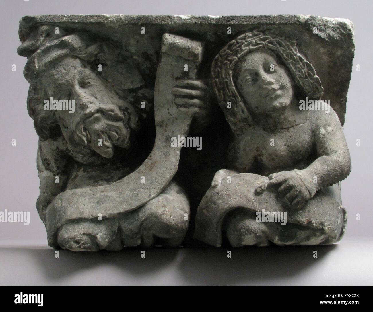 Corbel. Kultur: Deutsche oder Süden Niederländischen. Maße: Gesamt: 15 x 20 1/2 x 12 3/4 in. (38,1 x 52,1 x 32,4 cm). Datum: Anfang des 15. Jahrhunderts. Museum: Metropolitan Museum of Art, New York, USA. Stockfoto