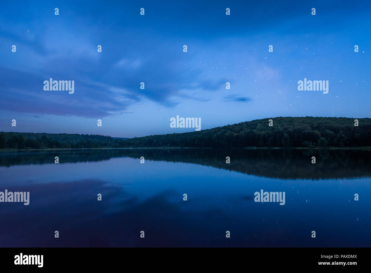 Fichte Knopf See bei Nacht, in Monongahela National Forest, West Virginia. Stockfoto