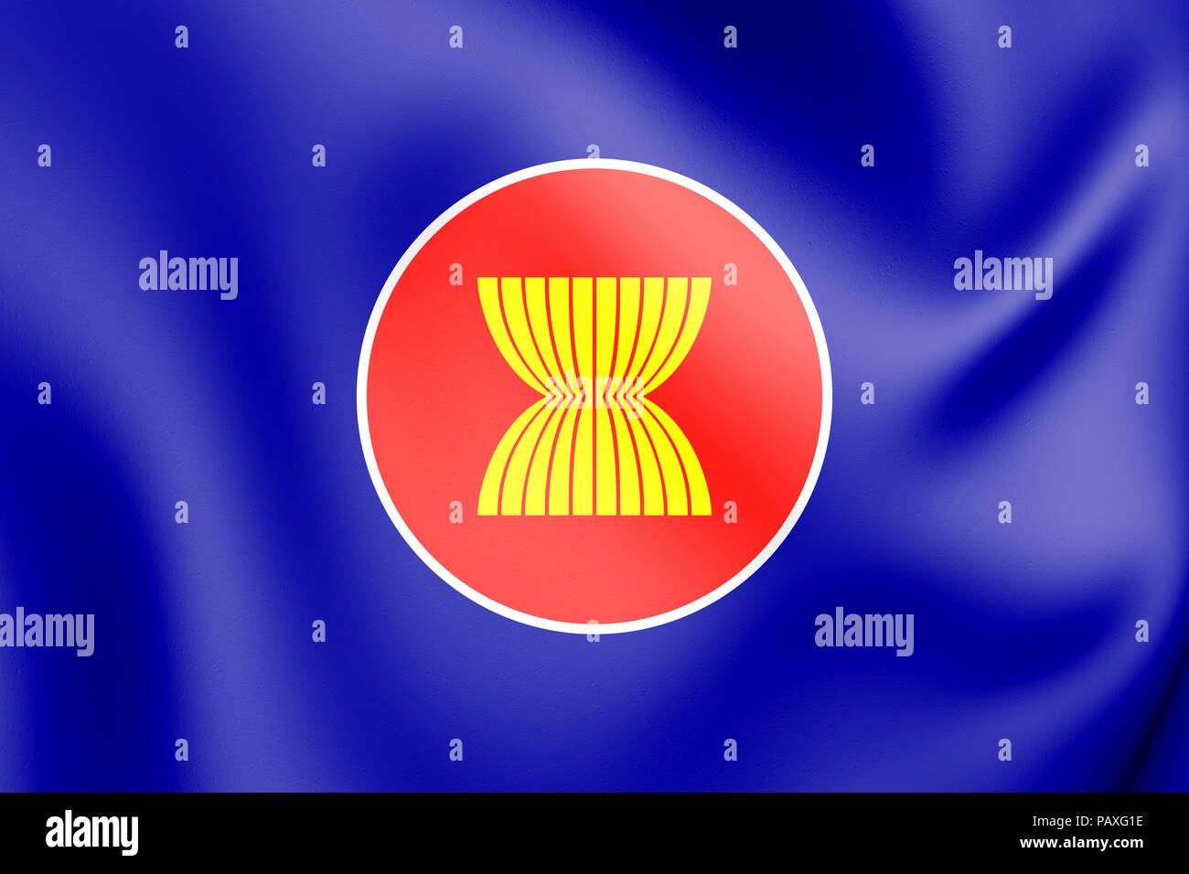 3D-Flagge der ASEAN. 3D-Darstellung. Stockfoto