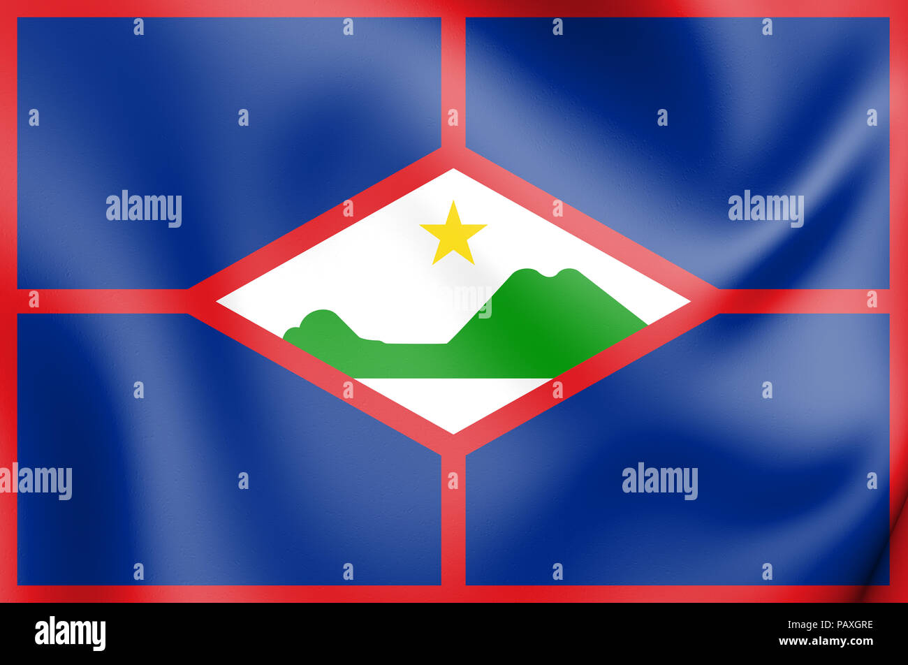 3D-Flagge von Sint Eustatius. 3D-Darstellung. Stockfoto