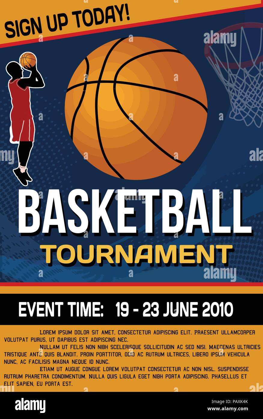 Basketball Turnier Flyer oder Plakat Hintergrund, Vector Throughout Basketball Tournament Flyer Template