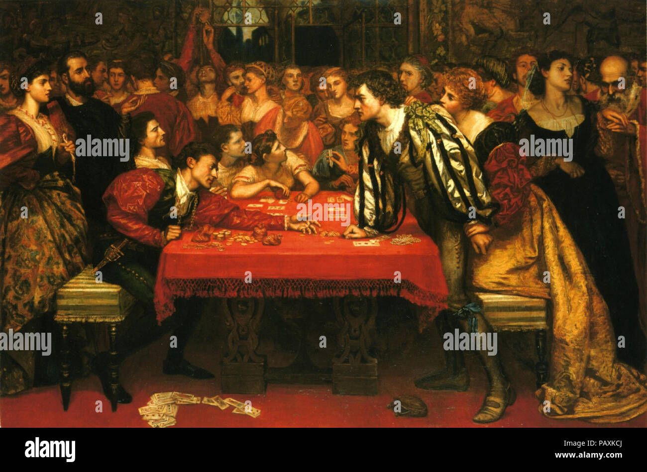 Eine venezianische Gaming-House im sechzehnten Jahrhundert von Valentine Cameron Das Prinsep. Stockfoto