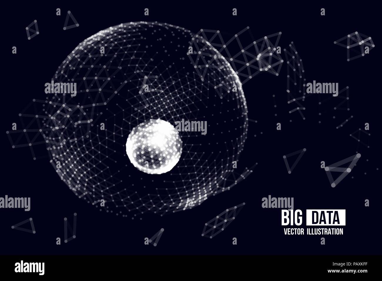 Visual Analytics für große Daten. Vector Illustration. Dynamische VISUALISIERUNGEN mit Anschluss dots und Low Poly Form. Ältere Daten und das Streaming von Daten. Stock Vektor