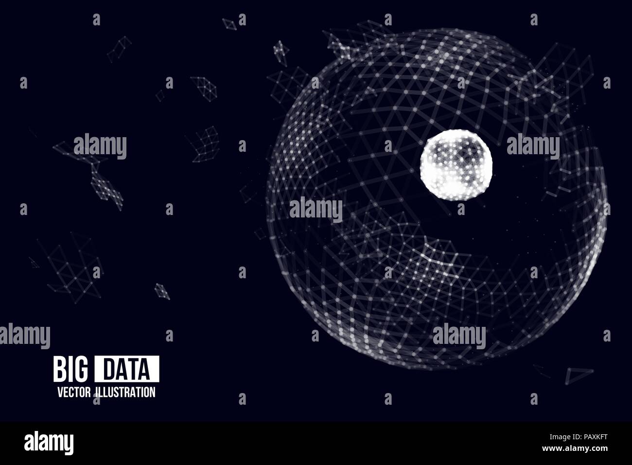 Visual Analytics für große Daten. Vector Illustration. Dynamische VISUALISIERUNGEN mit Anschluss dots und Low Poly Form. Ältere Daten und das Streaming von Daten. Stock Vektor