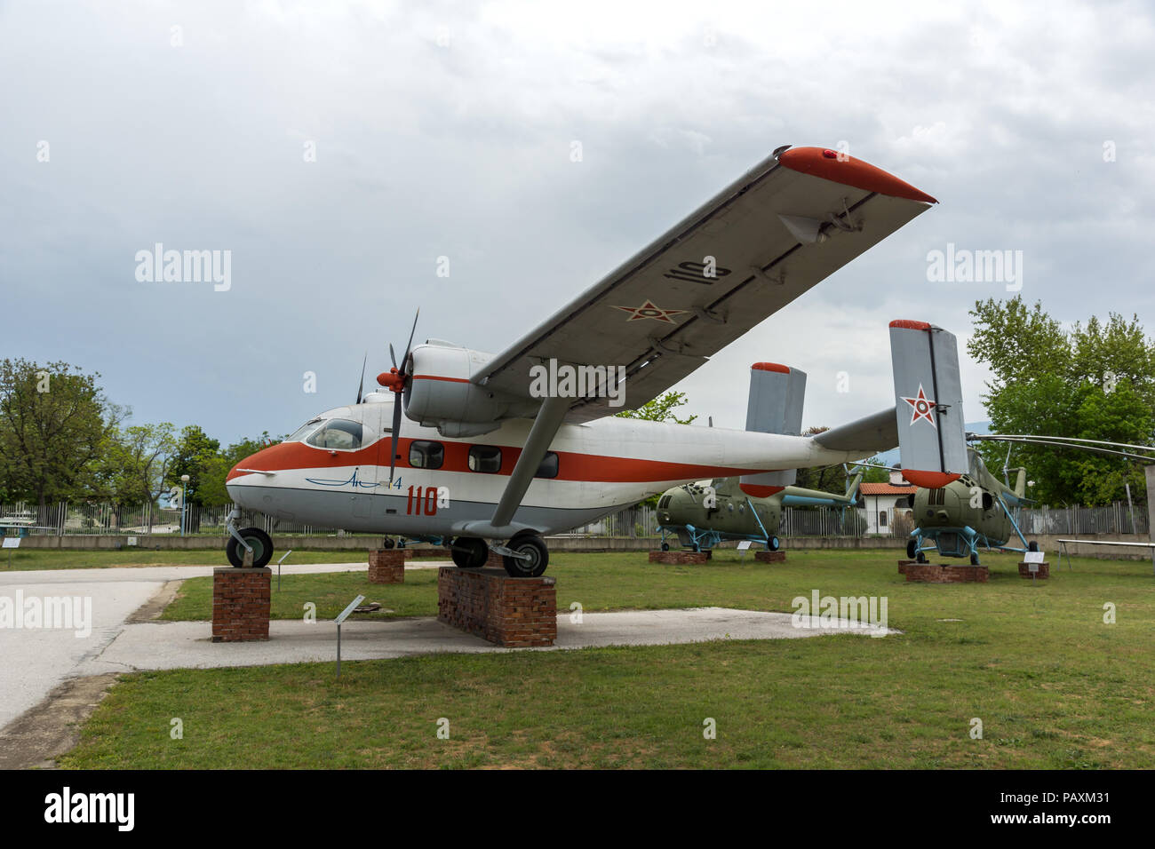 KRUMOVO, Plovdiv, Bulgarien - 29 April 2017: Aviation Museum in der Nähe von Flughafen Plowdiw, Bulgarien Stockfoto