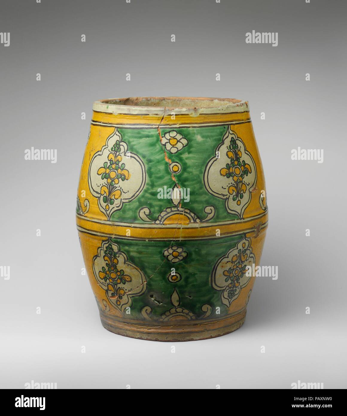 Flower Pot. Kultur: Mexikanische. Abmessungen: Durchm. 11 1/2 in. (29,2 cm). Datum: Ca. 1830. Museum: Metropolitan Museum of Art, New York, USA. Stockfoto