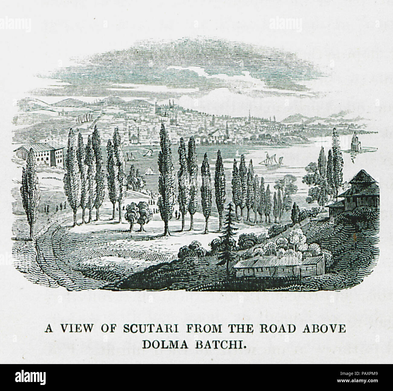 Eine Ansicht von scutari von der Straße oben Dolma Batchi-Frankland Charles Colville - 1829. Stockfoto