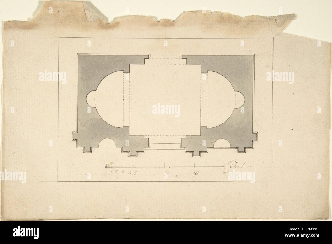 Plan für Garten Pavillon. Artist: Nachdem Robert Morris (Britisch, Twickenham, Surrey Ca. 1701-1754 London). Maße: Blatt: 1 1/8 x 6 1/16 in. (2,8 x 15,4 cm). Datum: Anfang bis Mitte des 18. Jahrhunderts. Museum: Metropolitan Museum of Art, New York, USA. Stockfoto