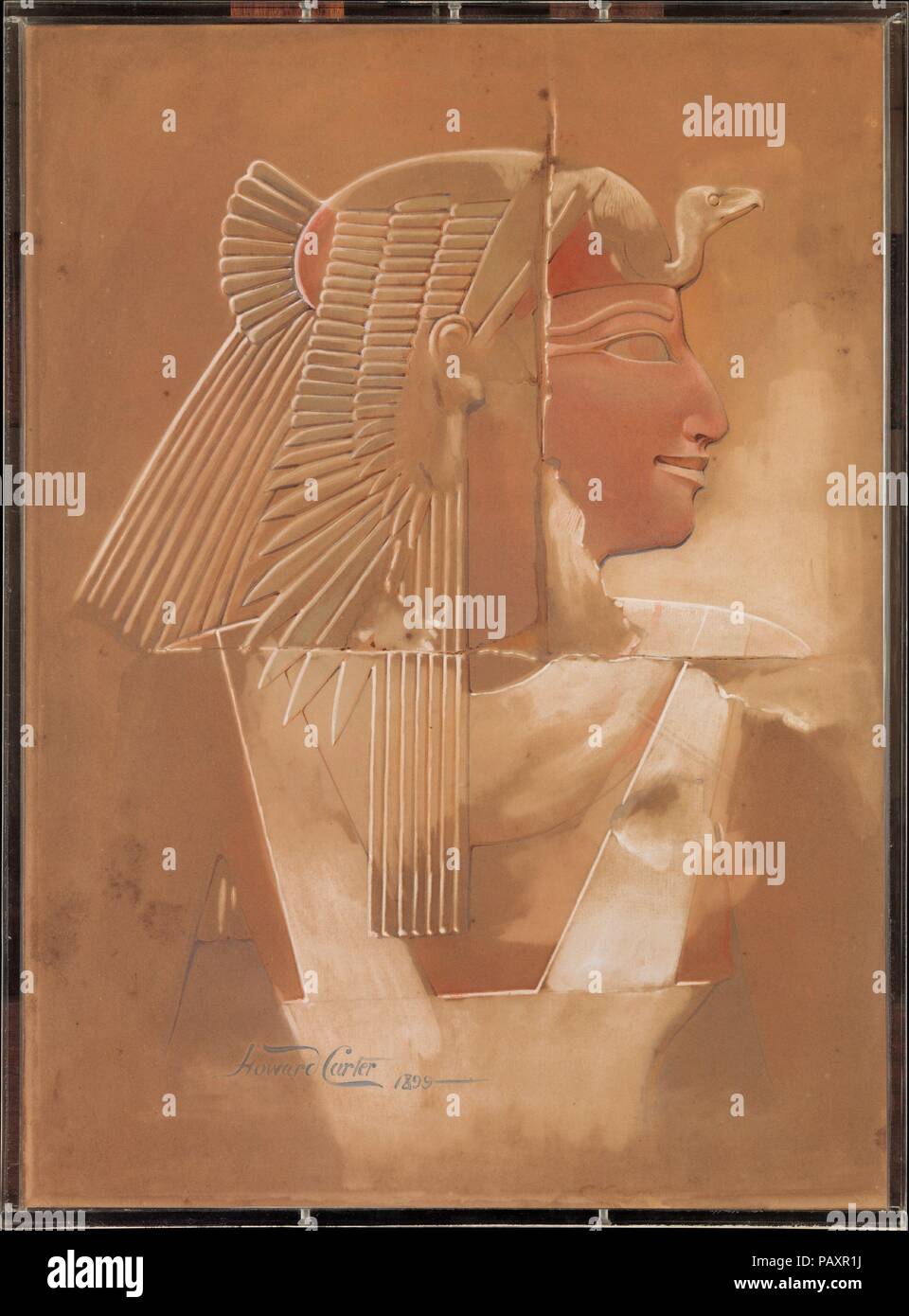 Hatschepsut's Mutter, Königin Ahmose. Artist: Howard Carter (Briten, London 1873-1939 London). Abmessungen: Fax: H. 42,5 cm (16 3/4 in.); W. 31 cm (12 1/4 in.) Maßstab 1:1 Rahmen: H 43,8 cm (17 1/4 in.); W. 32,3 cm (12 11/16 in.). Dynastie: Dynasty 18. Herrschaft: gemeinsame Herrschaft von Hatschepsut und Thutmosis III. Datum: 1899. Museum: Metropolitan Museum of Art, New York, USA. Stockfoto