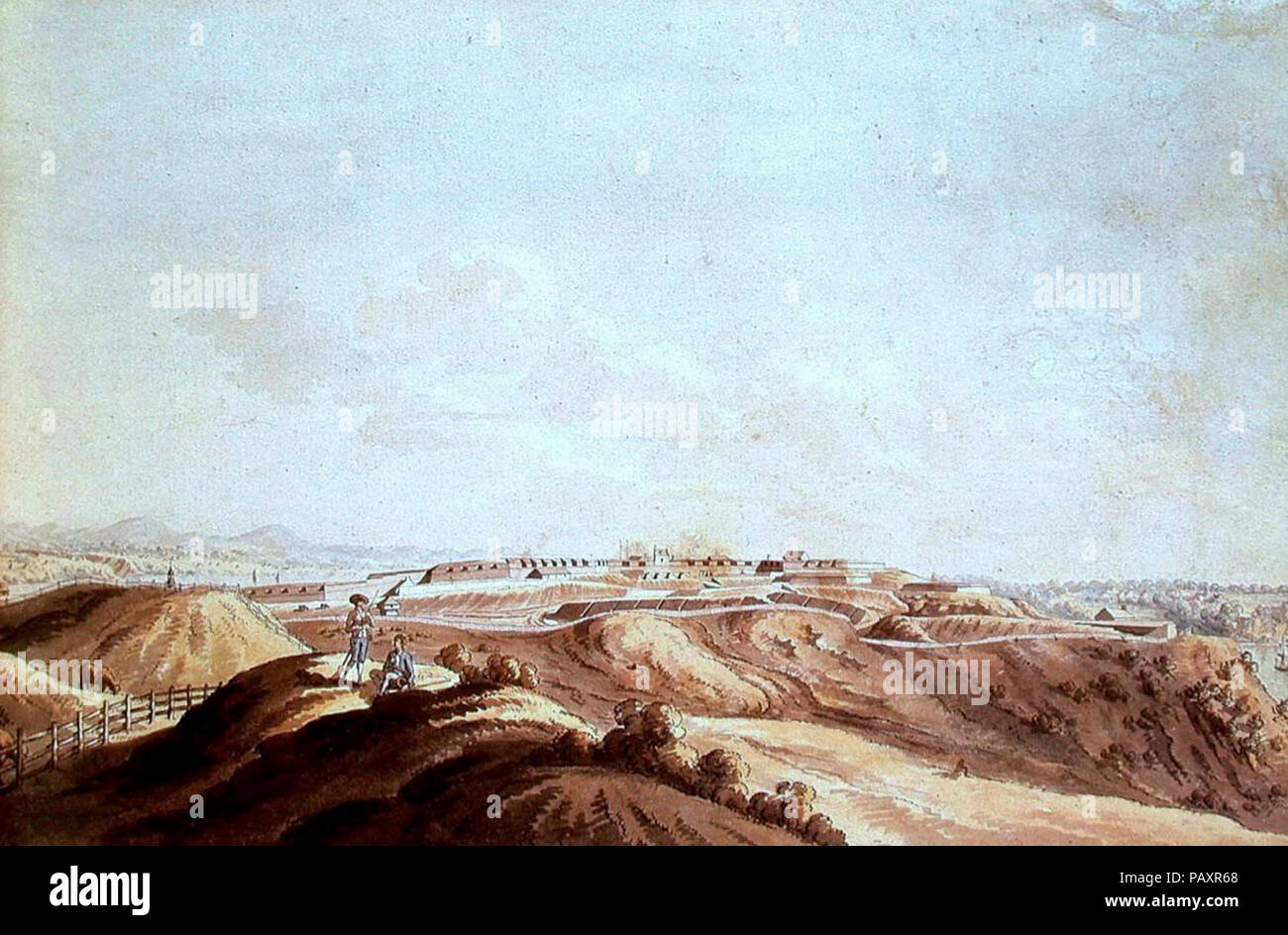 Ein Blick auf die Zitadelle in Québec mit dem Outworks von den Höhen des Abraham, Okt. 29, 1784 übernommen. Stockfoto
