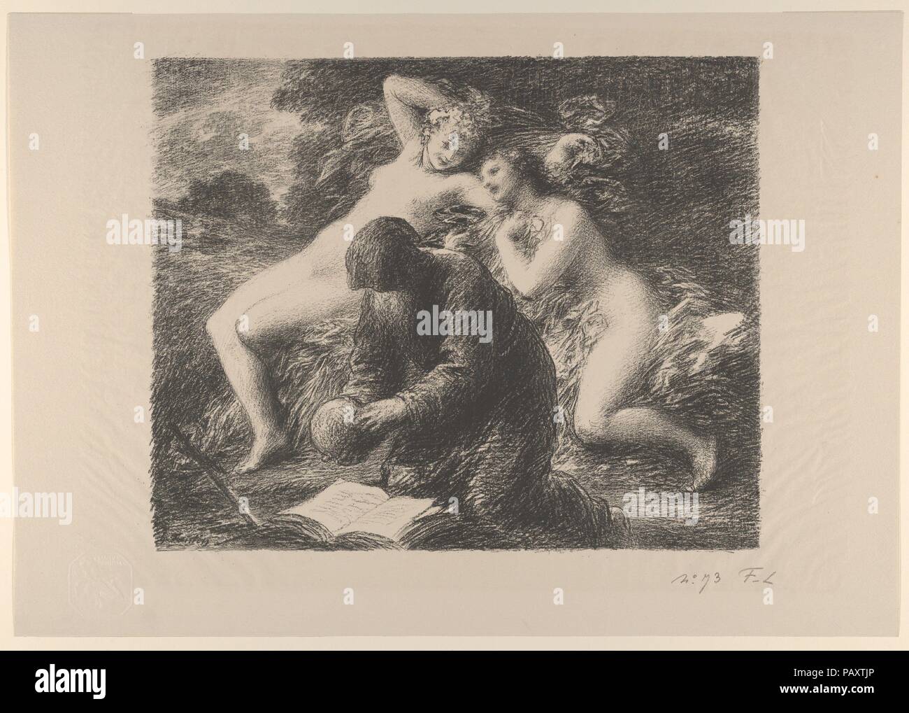 Die Versuchung des Heiligen Antonius (Tentation de Saint Antoine). Künstler: Henri Fantin-Latour (Französisch, Grenoble 1836-1904 Buré). Abmessungen: Bild: 12 11/16 x 15 3/4 in. (32,2 x 40 cm): 16 1/8 x 22 13/16-in. (40,9 × 58 cm). Drucker: Lemercier & Cie (Französisch, Paris). Herausgeber: André Marty (Französisch, geboren 1857). Serie/Portfolio: L'Estampe Originale, Album III. Datum: 1893. Museum: Metropolitan Museum of Art, New York, USA. Stockfoto