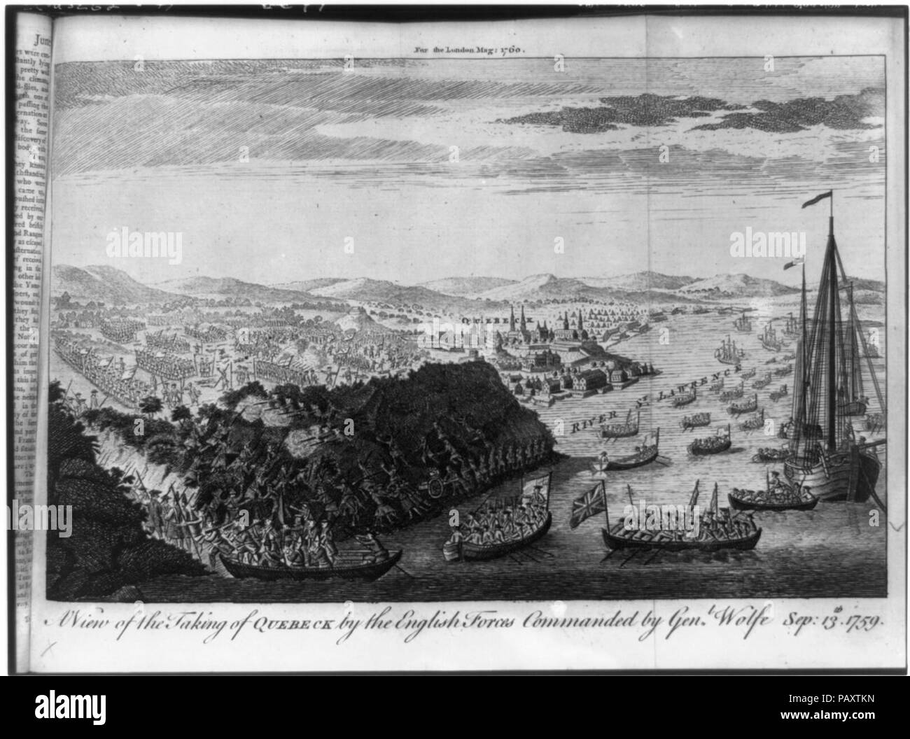 Ein Blick auf die quebeck durch die englischen Truppen von General Wolfe, Sep geboten - 13 Th, 1759 Stockfoto