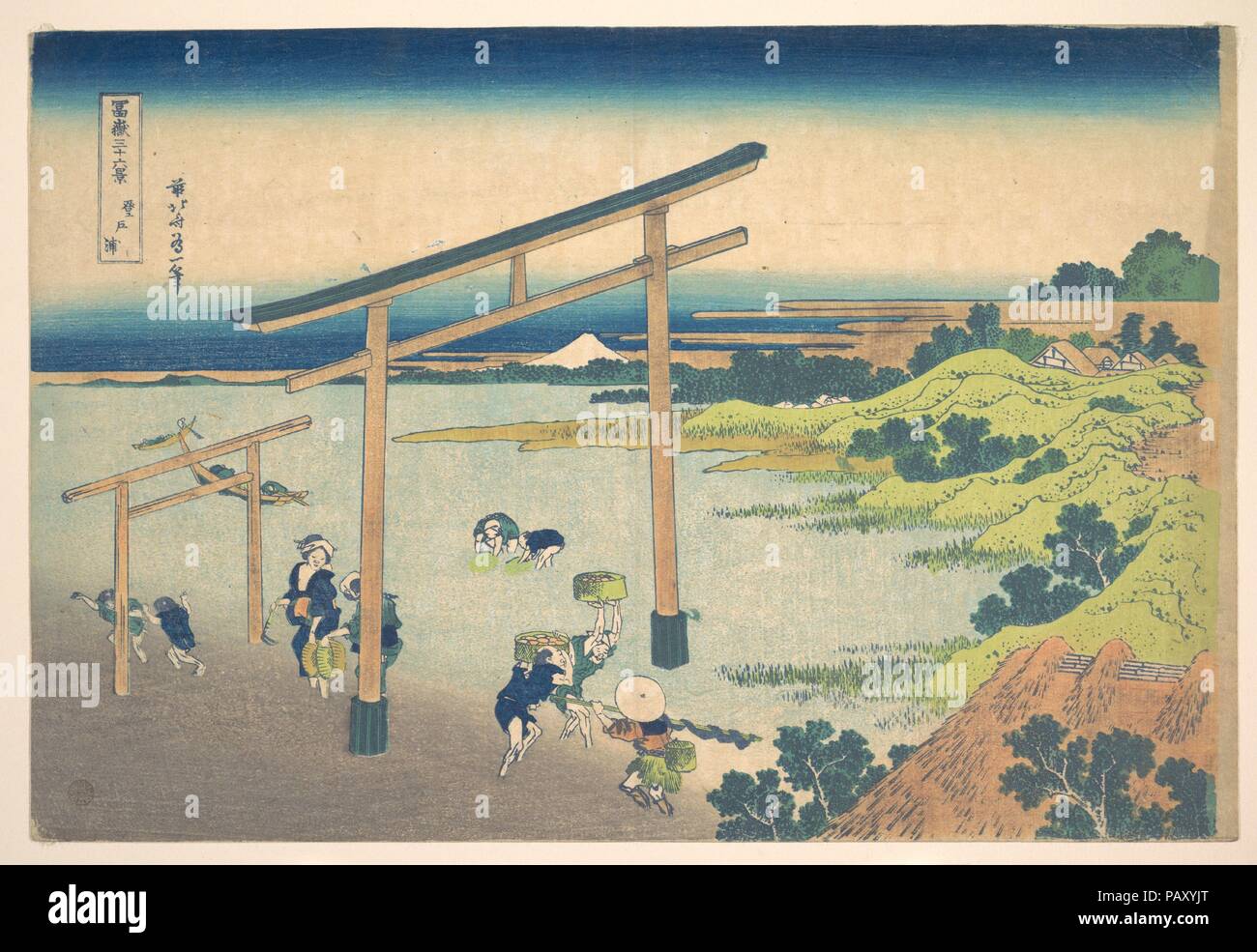 Noboto Bay (Noboto keine Ura), aus der Serie 36 Ansichten des Berges Fuji (Fugaku sanjurokkei). Künstler: Katsushika Hokusai (Japanisch, Tokyo (EDO) 1760-1849 Tokyo (EDO)). Kultur: Japan. Abmessungen: 10 1/4 x 15 1/4 in. (26,0 x 38,6 cm). Datum: Ca. 1830-32. Museum: Metropolitan Museum of Art, New York, USA. Stockfoto