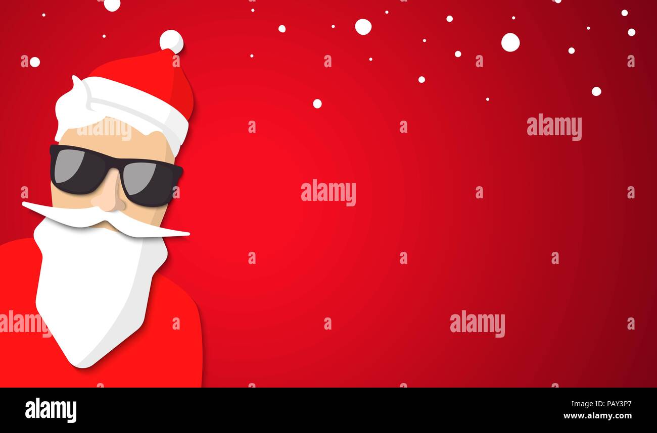Hipster Santa Claus mit coolen Bart und Brille. Merry Christmas Card Design. Vector EPS 10. Stock Vektor